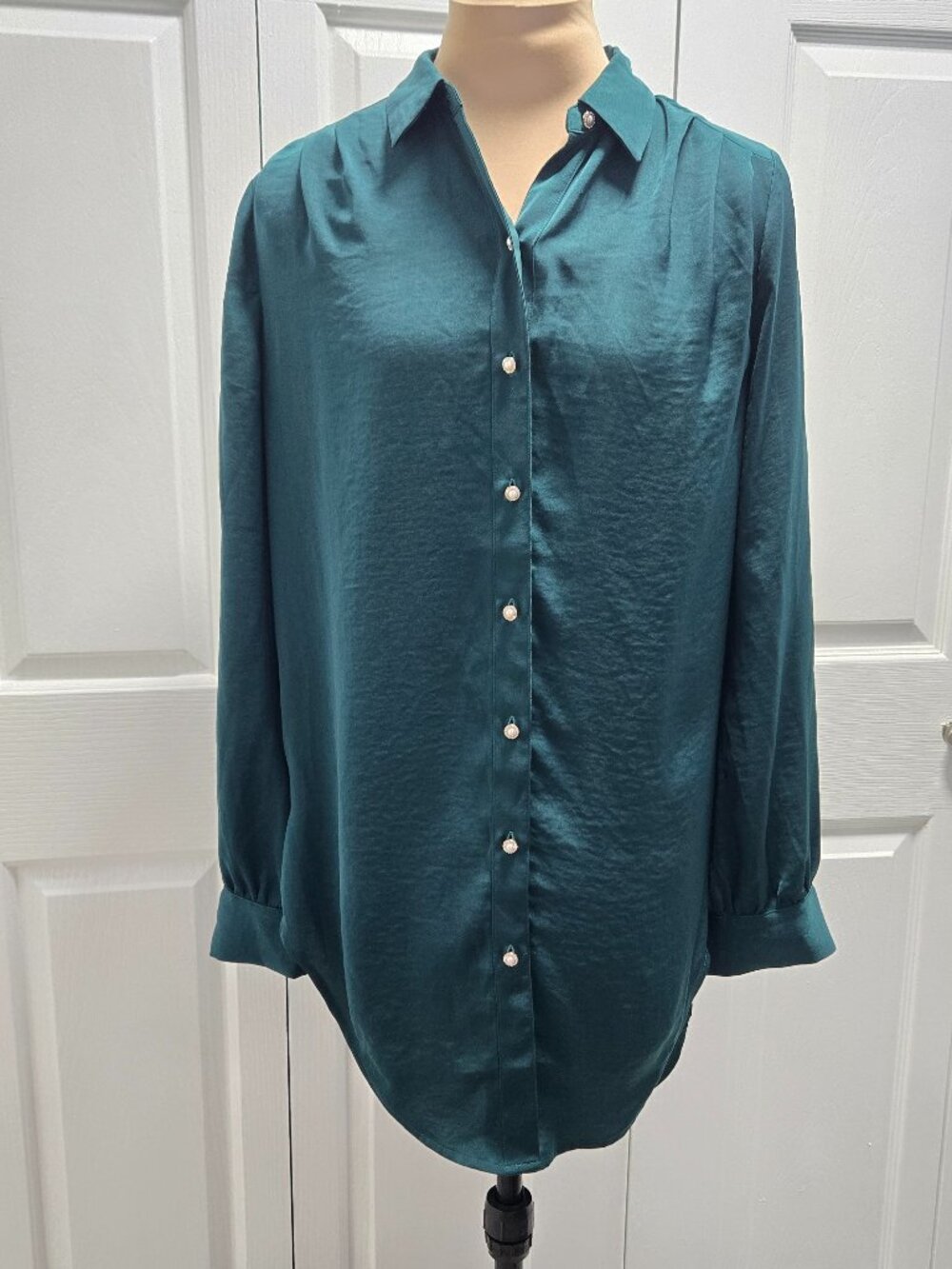 Green Silky Express Button-Down Shirt Small